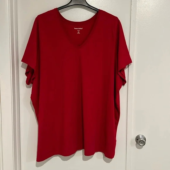 Women Within 6X (42–44) Plus Red t-shirt, 100% cotton - Picture 1 of 5